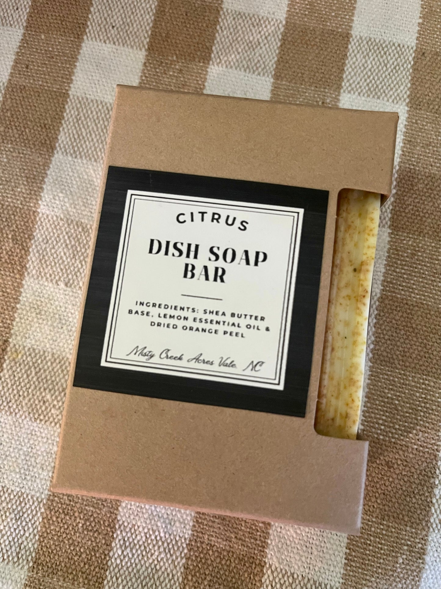 Zesty Citrus Dish Soap Bar, Homemade dish soap, Non toxic dish soap, Solid dish soap, Non-toxic solid dish soap, Dish soap bar, Dish soap with clean ingredients, solid dish soap with clean ingredients, plastic free dish soap, plastic free kitchen, plastic free home, soap bar for dish washing, Products for homesteading, small farm products, North Carolina soap, North Carolina farm products, North Carolina handmade soap, handmade soap, handmade dish soap