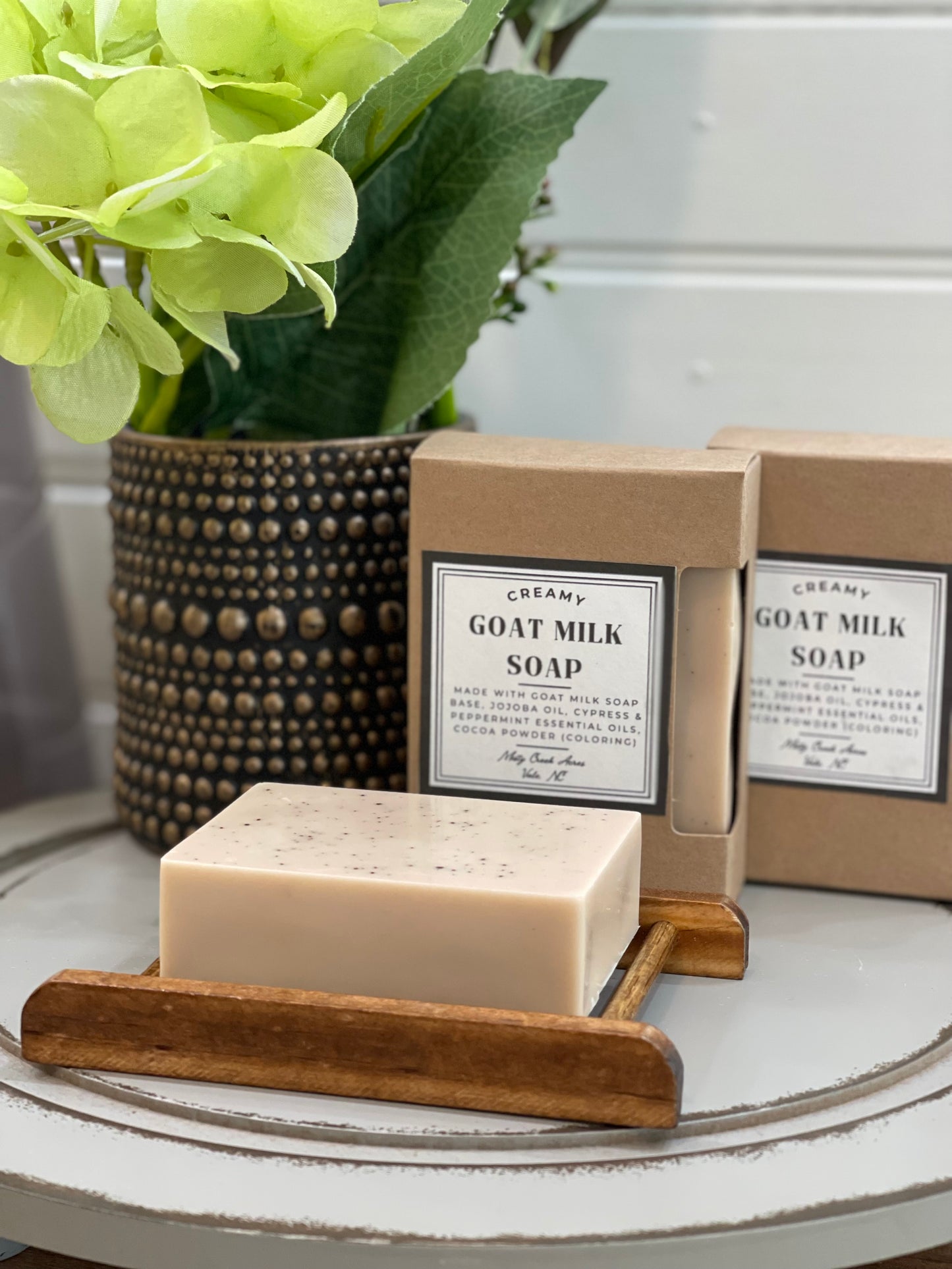Handmade Cypress Mint Creamy Goat Milk Bar Soap, Goat milk soap, homemade goat milk soap, North Carolina goat milk soap, North Carolina farm soap, non-toxic soap, non-toxic goat milk soap, handmade soap