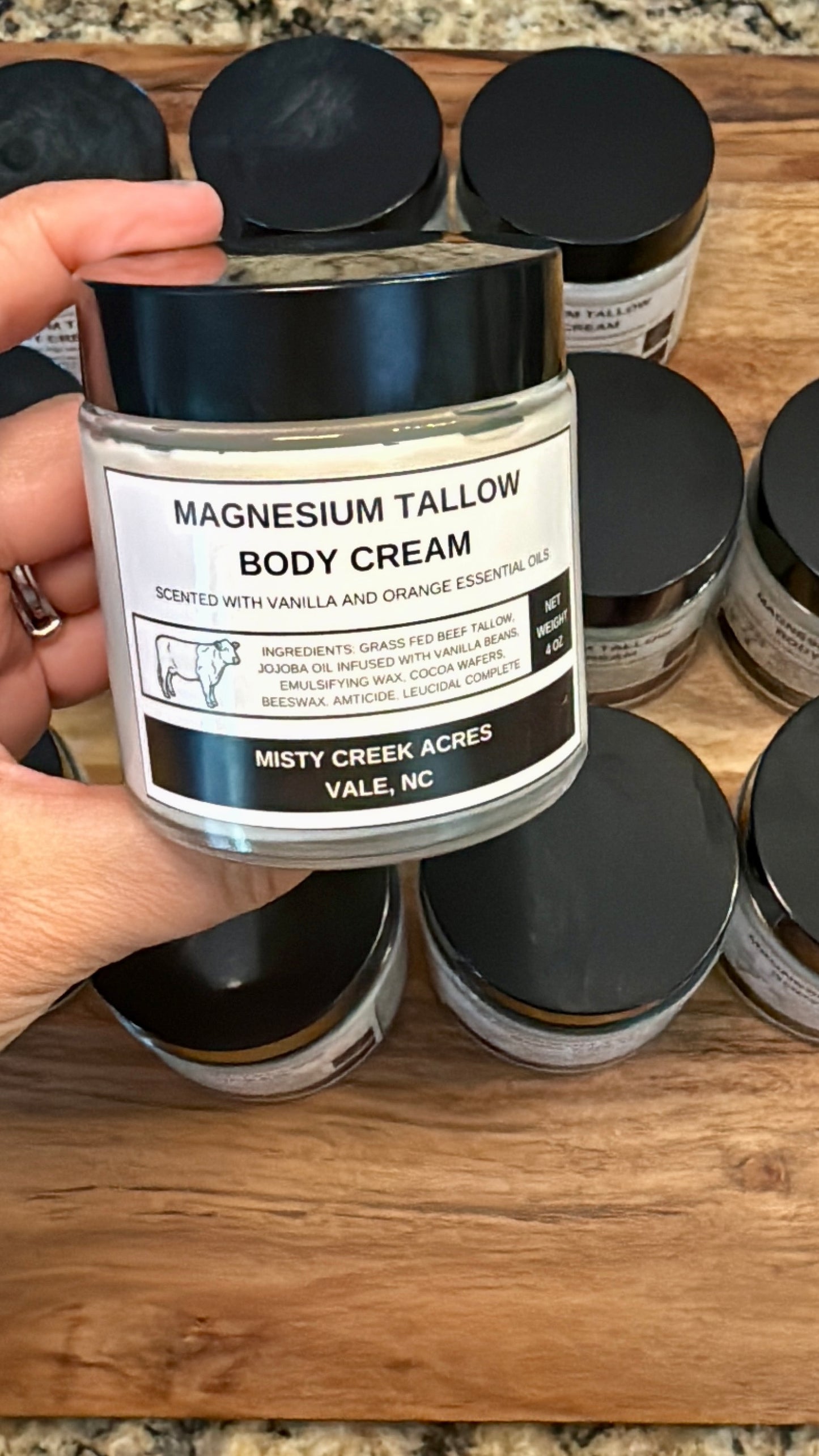 Magnesium Tallow Body Cream – Natural Relief with Vanilla & Orange Essential Oils (4 oz)