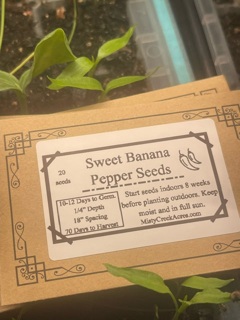 Sweet banana pepper seeds, banana pepper seeds, North Carolina local banana pepper seeds, seeds for gardening, seeds for gardening beginners, North Carolina homestead, Seed starter, seeds for homesteading, seeds for home garden, Local seeds, banana pepper seeds near me