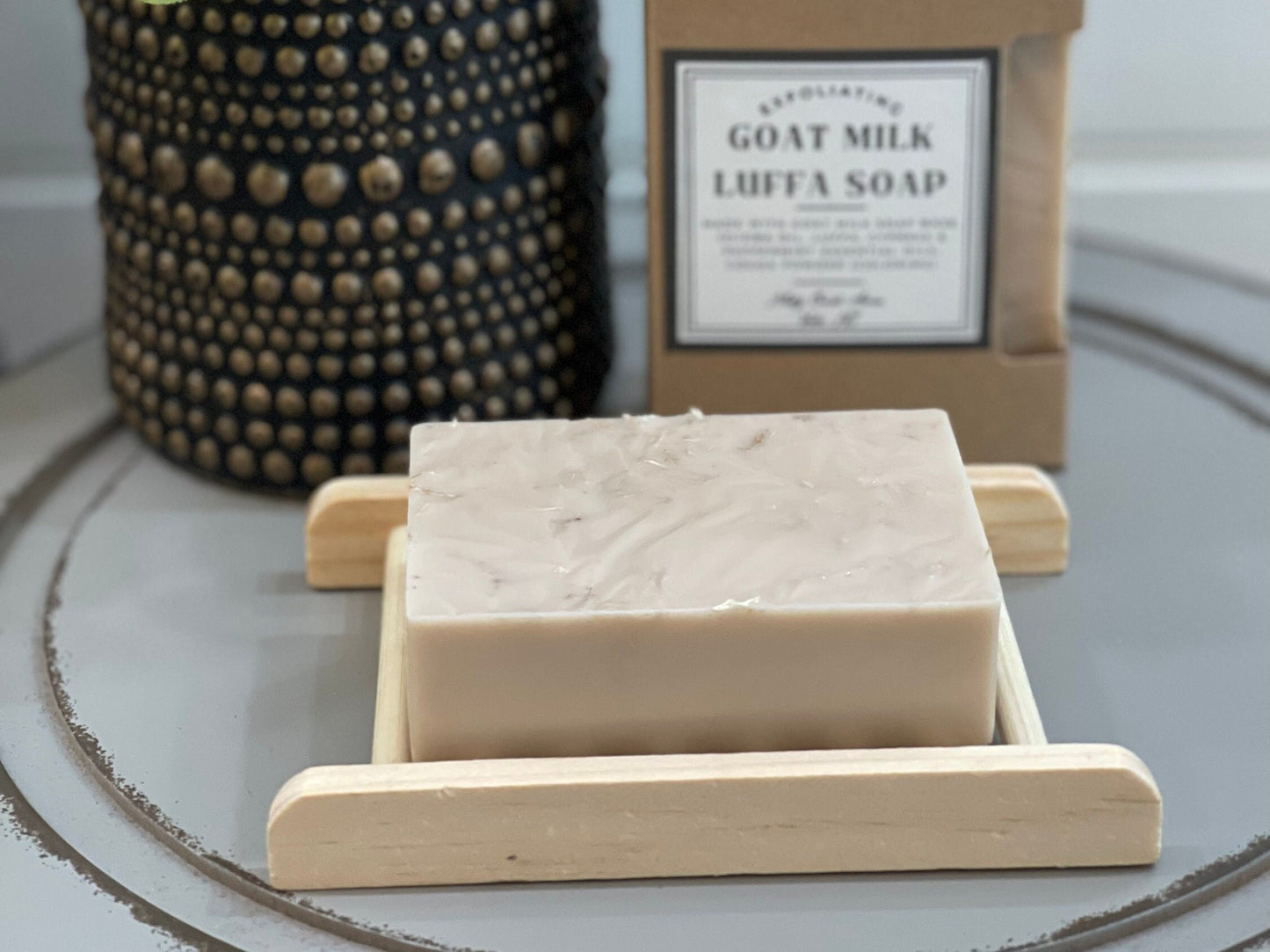 Handmade Cypress Peppermint Goat Milk Bar Soap Exfoliating With Natural Luffa
