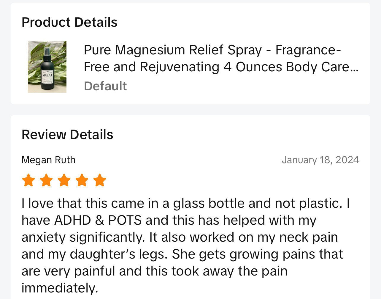 All Natural Magnesium Oil Spray; Fragrance Free Herbal Dead Sea Magnesium Flakes; Spray - 4oz | Options Calm Aches Sleep Unscented