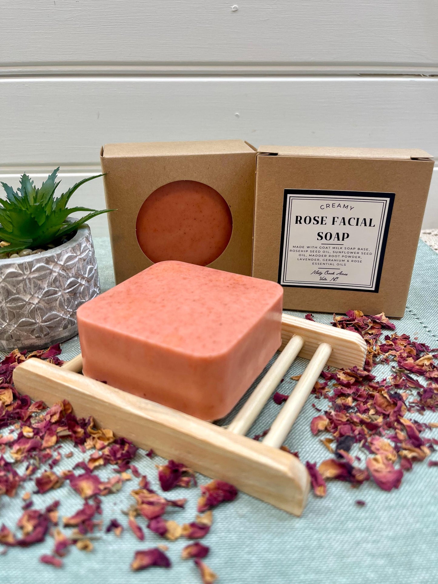 Rose Facial Soap - Handcrafted with Goat Milk and Natural Essential Oils Aging Skin Blemishes Age Spots Wrinkles