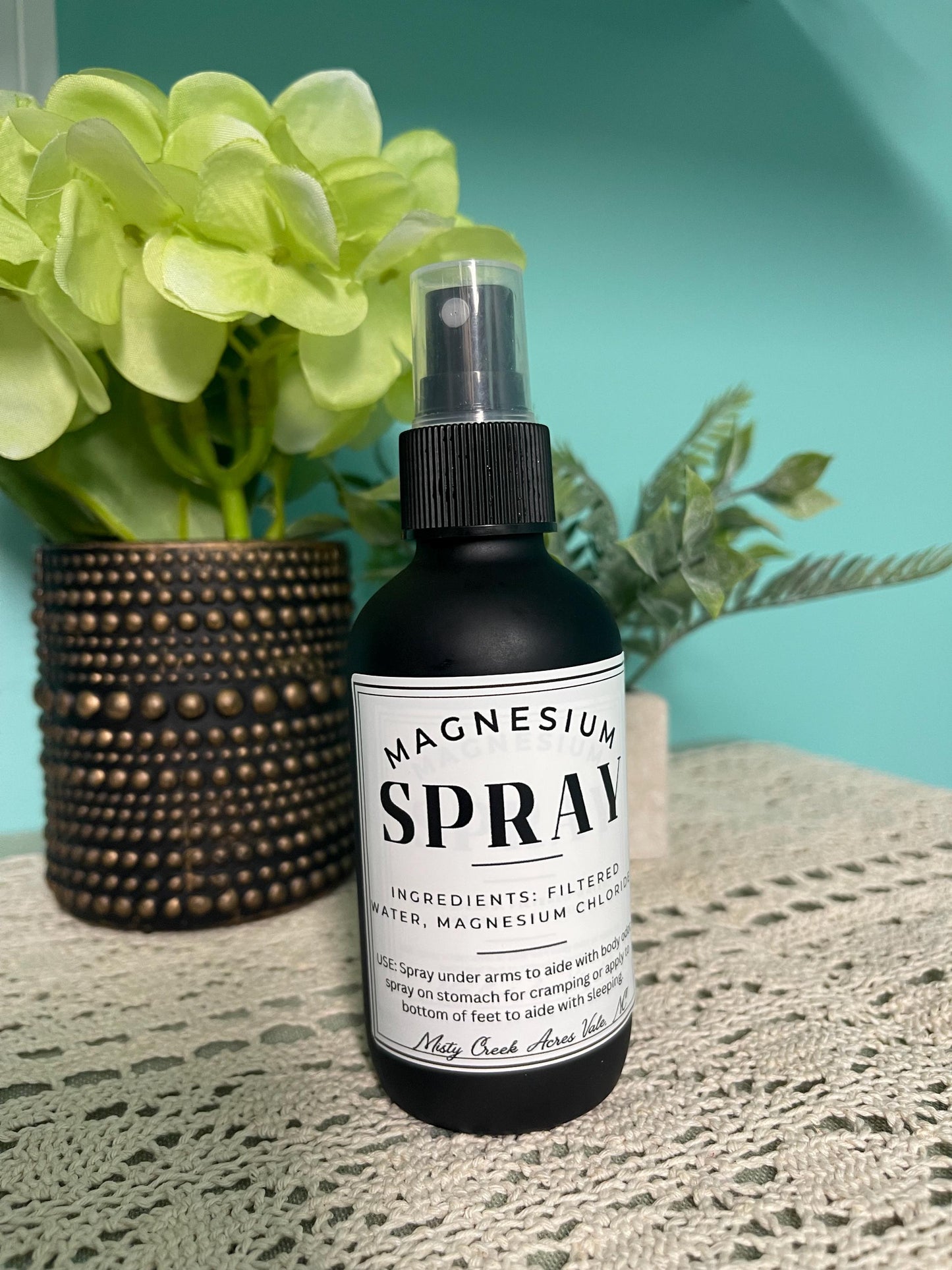 All Natural Magnesium Oil Spray; Fragrance Free Herbal Dead Sea Magnesium Flakes; Spray - 4oz | Options Calm Aches Sleep Unscented