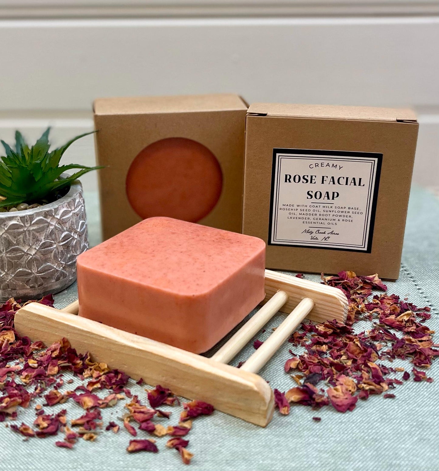 Rose Facial Soap - Handcrafted with Goat Milk and Natural Essential Oils Aging Skin Blemishes Age Spots Wrinkles