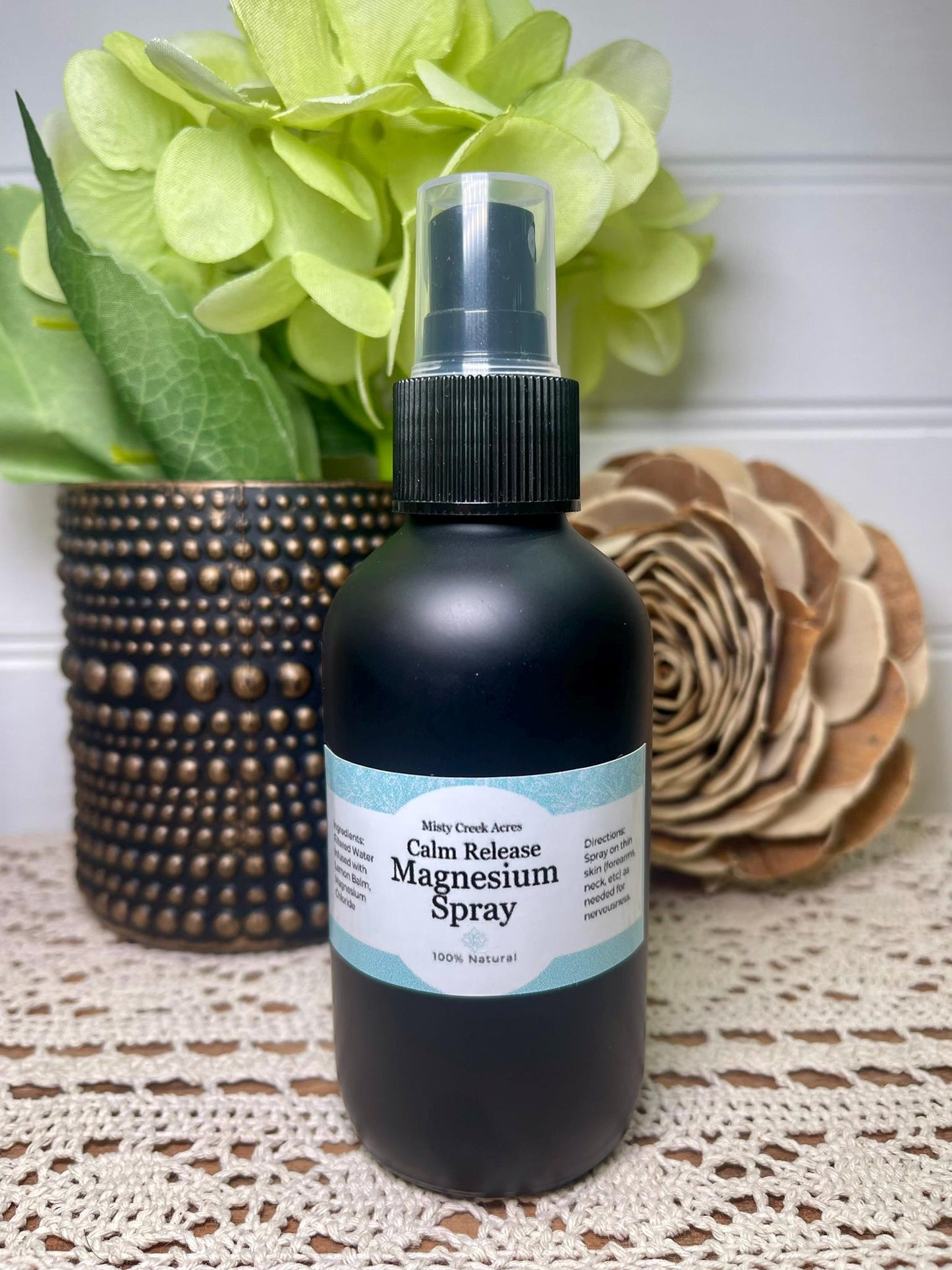 All Natural Magnesium Oil Spray; Fragrance Free Herbal Dead Sea Magnesium Flakes; Spray - 4oz | Options Calm Aches Sleep Unscented