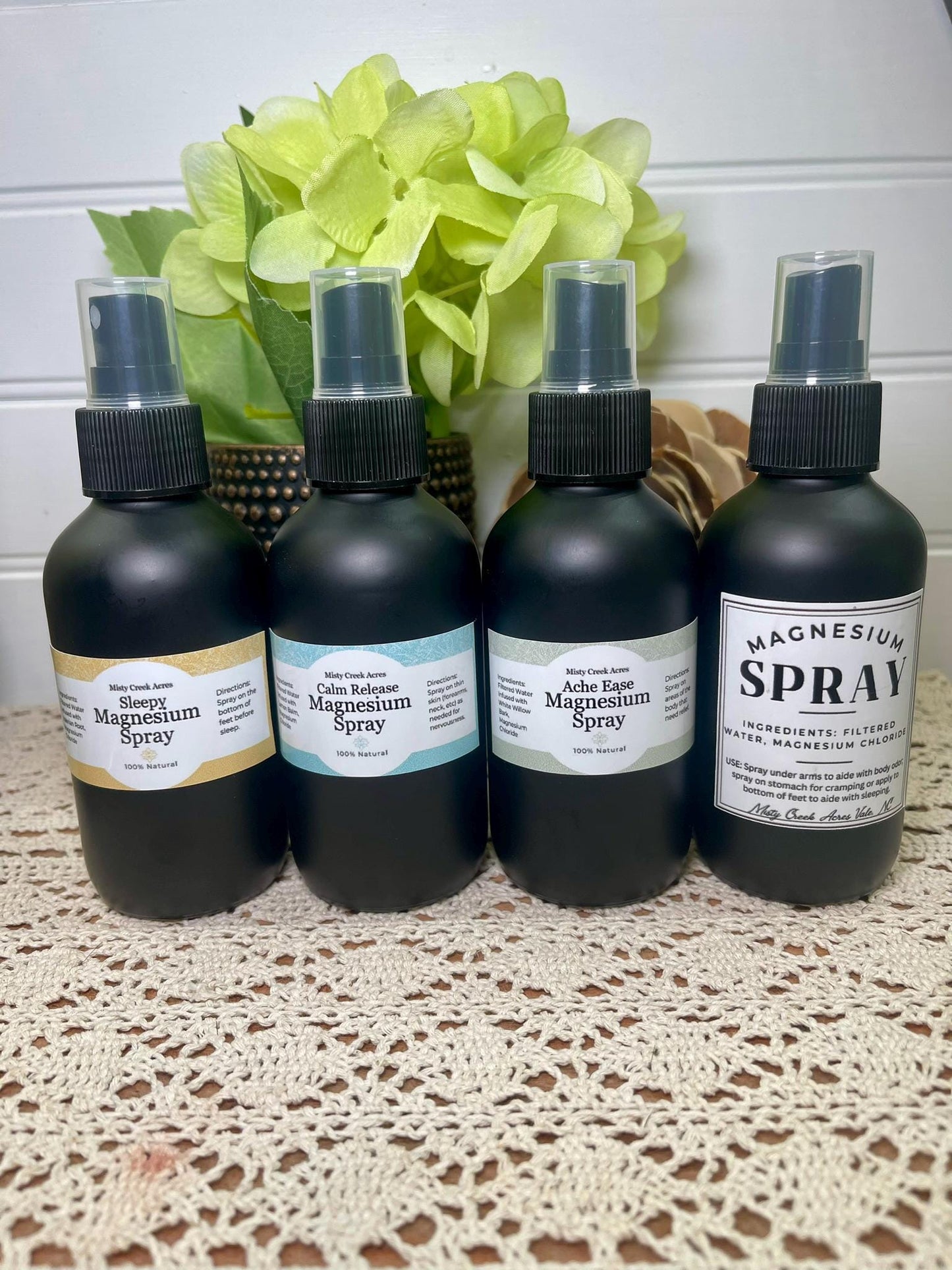 All Natural Magnesium Oil Spray; Fragrance Free Herbal Dead Sea Magnesium Flakes; Spray - 4oz | Options Calm Aches Sleep Unscented