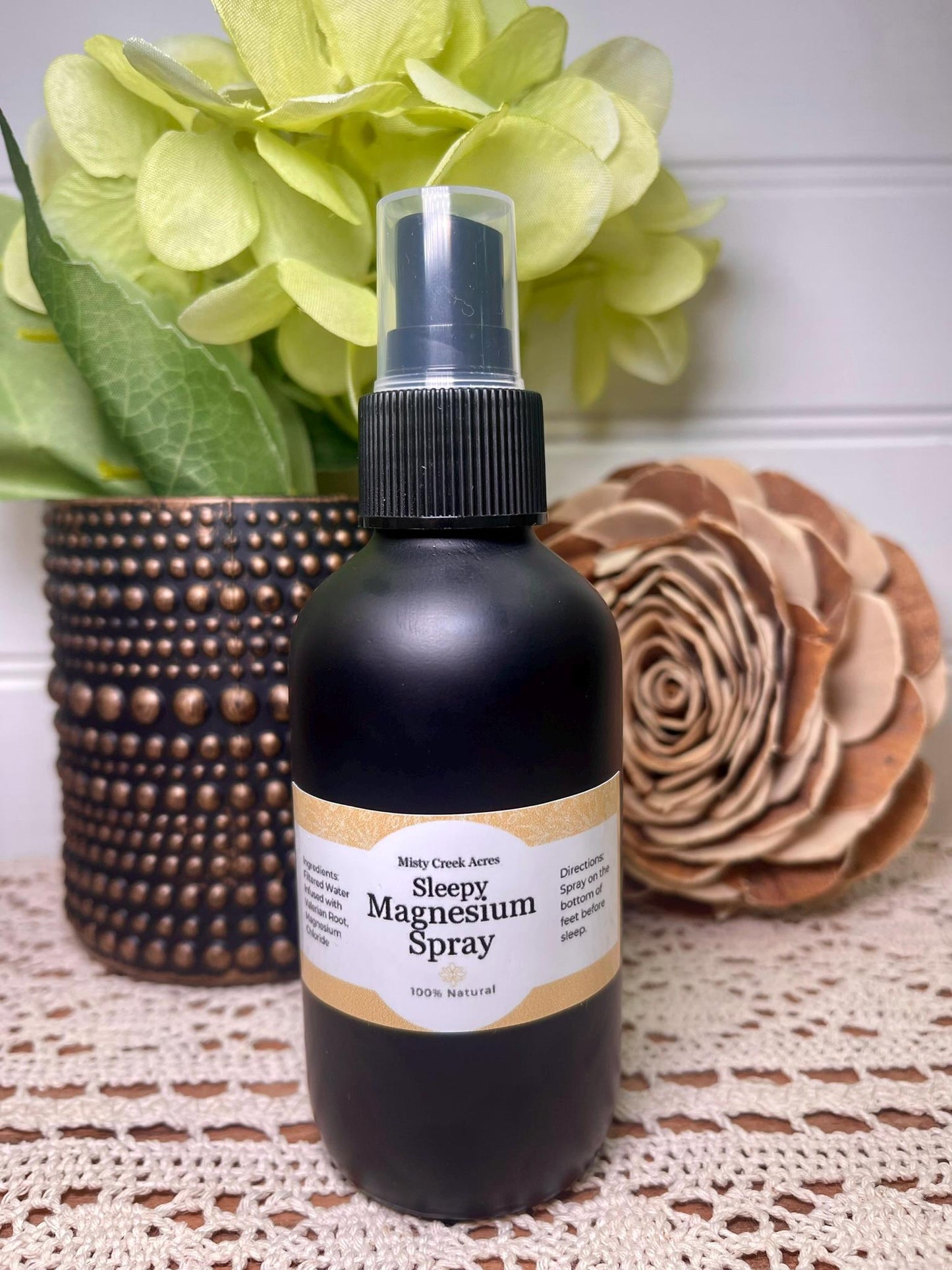 All Natural Magnesium Oil Spray; Fragrance Free Herbal Dead Sea Magnesium Flakes; Spray - 4oz | Options Calm Aches Sleep Unscented