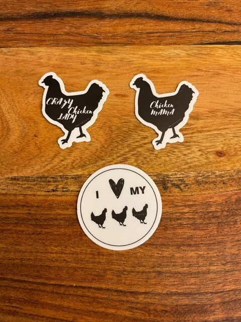 Chicken stickers, crazy chicken lady sticker, chicken mama sticker, I love my chickens, Chicken mama, Crazy chicken lady, gifts for chicken lovers, chicken mom stickers