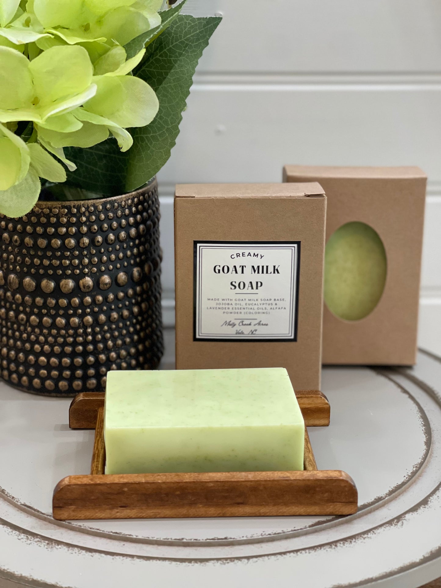 Handmade Eucalyptus Lavender Creamy Goat Milk Bar Soap, Goat milk soap, homemade goat milk soap, North Carolina goat milk soap, North Carolina farm soap, non-toxic soap, non-toxic goat milk soap, handmade soap