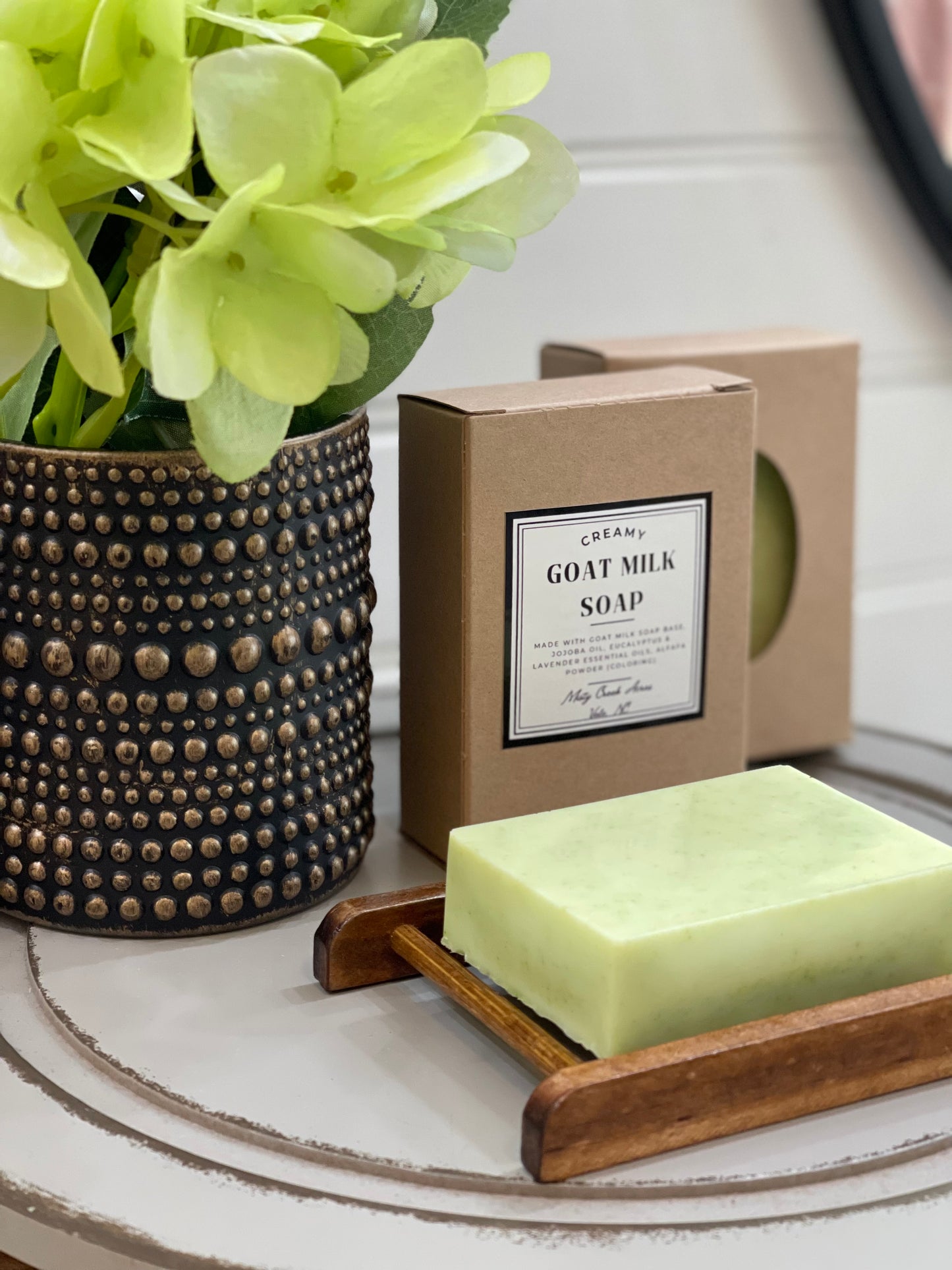 Handmade Eucalyptus Lavender Creamy Goat Milk Bar Soap, Goat milk soap, homemade goat milk soap, North Carolina goat milk soap, North Carolina farm soap, non-toxic soap, non-toxic goat milk soap, handmade soap