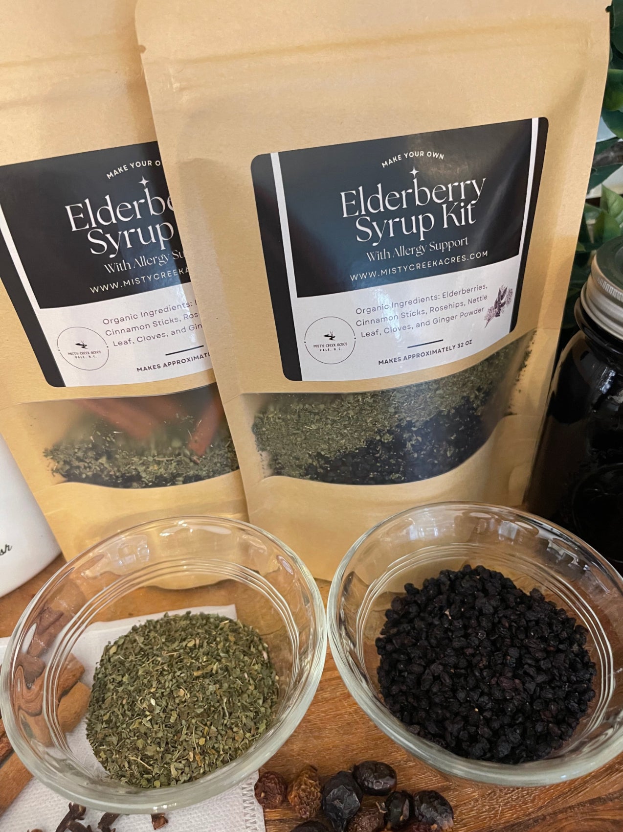 Elderberry syrup kit, natural medicine kit, homeopathic medicine kit, organic allergy support, DIY homeopathic medicine