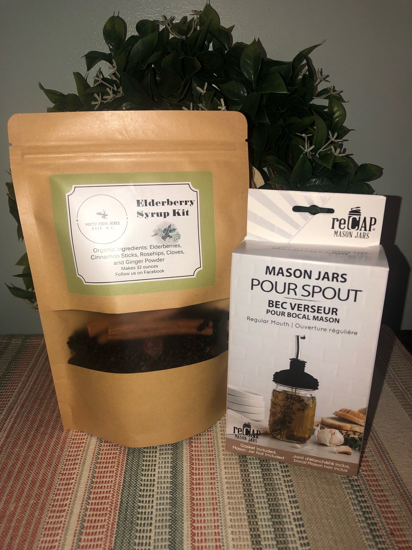 Organic elderberry syrup kit, Elderberry DIY kit, Natural immune boost kit, Holistic immune health, Mason jar pour spout, holistic medicine kit, DIY Holistic medicine, homemade elderberry syrup recipe