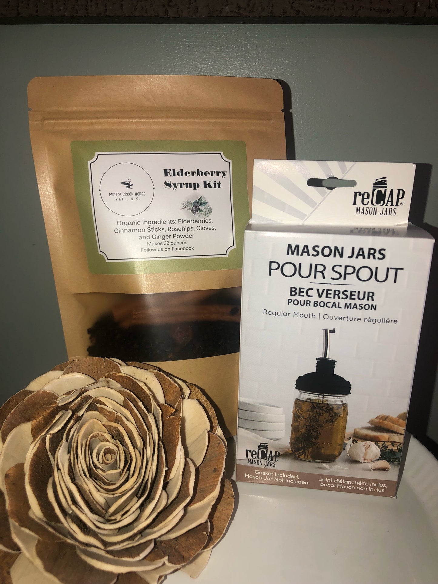 Organic elderberry syrup kit, Elderberry DIY kit, Natural immune boost kit, Holistic immune health, Mason jar pour spout, holistic medicine kit, DIY Holistic medicine, homemade elderberry syrup recipe