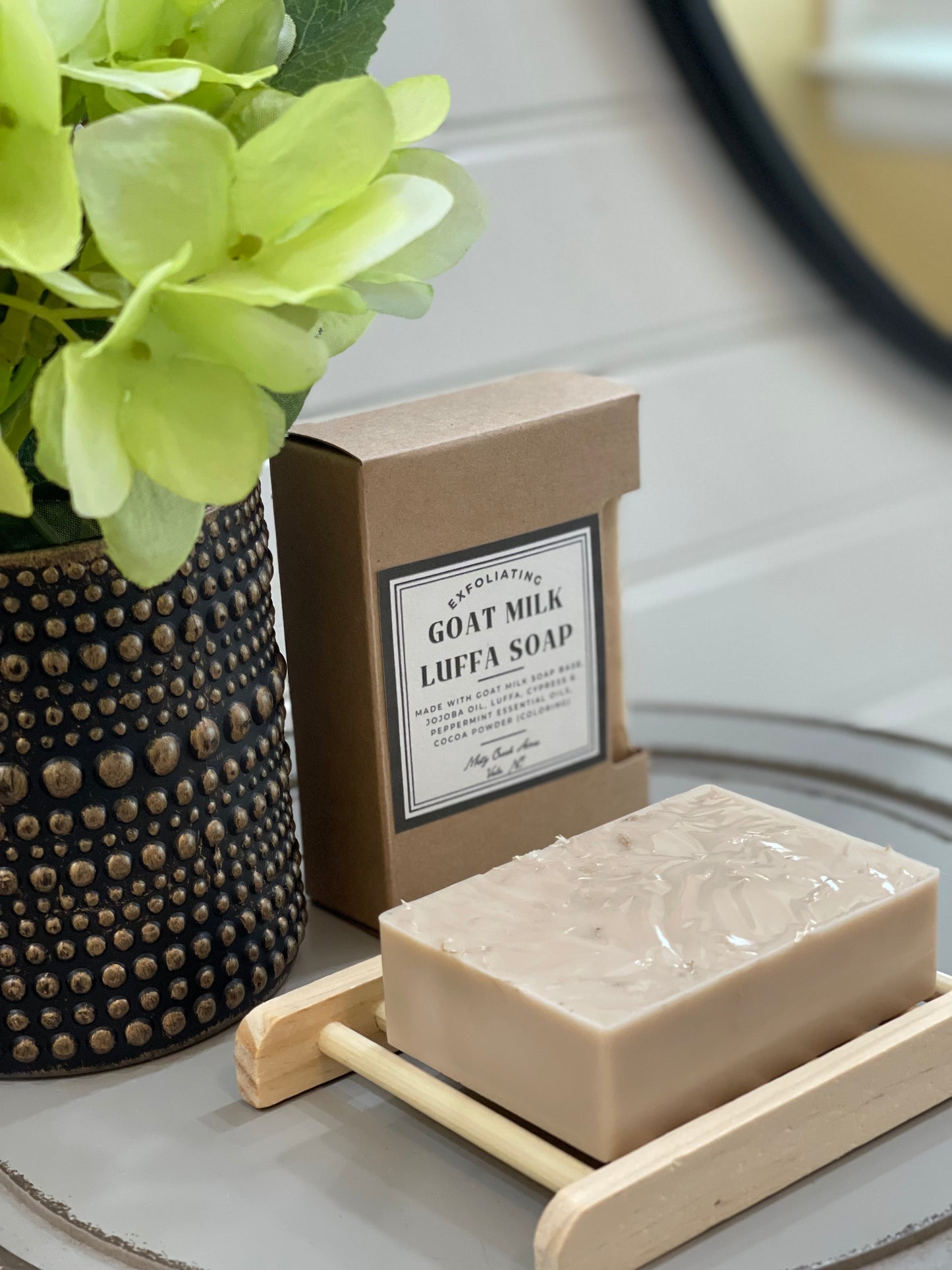 Handmade Cypress Mint Exfoliating Goat Milk Bar Soap, Goat milk soap, homemade goat milk soap, North Carolina goat milk soap, North Carolina farm soap, non-toxic soap, non-toxic goat milk soap, handmade soap