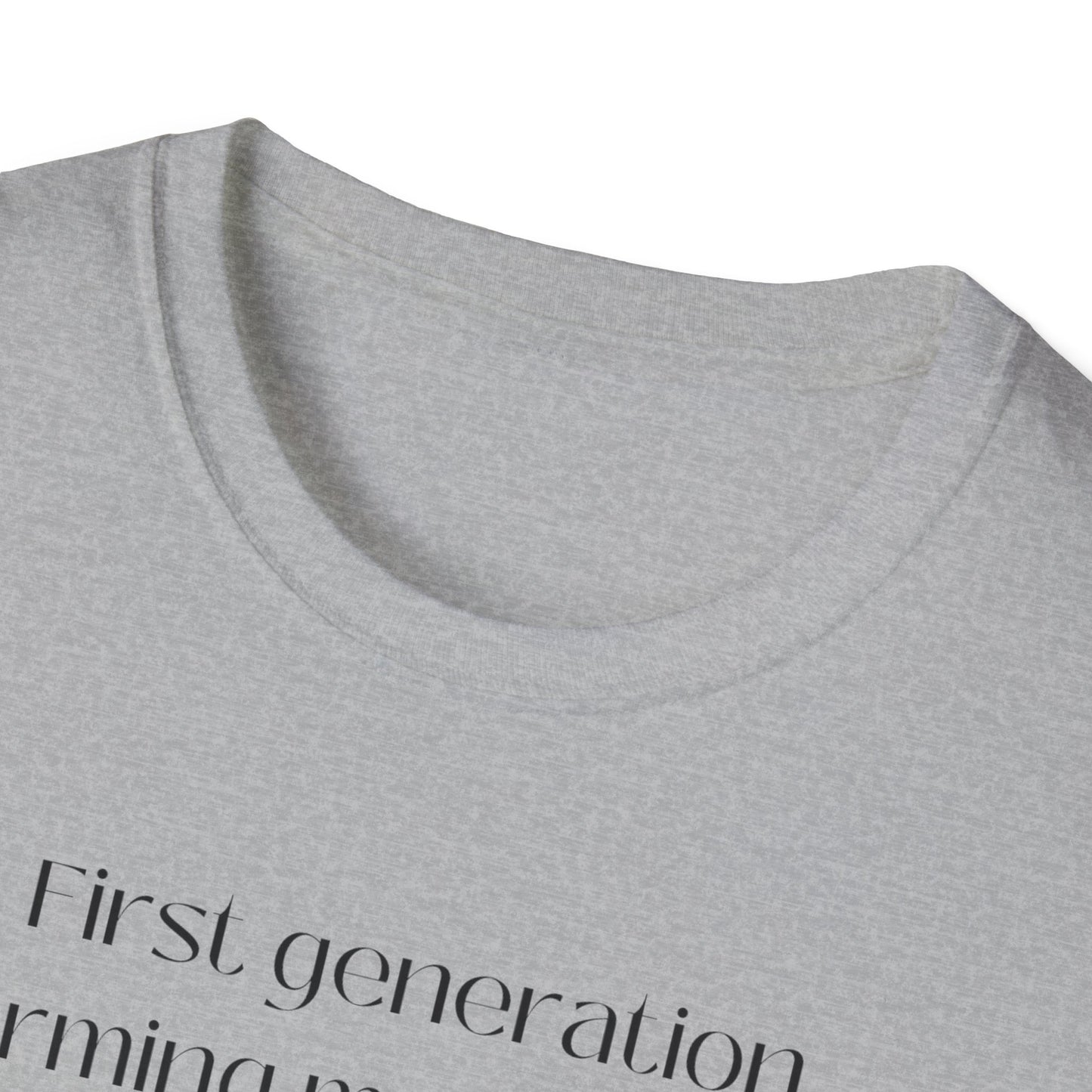 First Generation Farming shirt, first generation farming meets hand crafted quality, farming shirt, farming apparel, shirts for first generation farming, North Carolina farming, North Carolina farming shirt, T-Shirts for farmers, Homesteading t-shirt