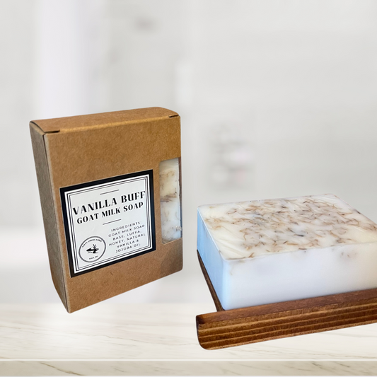Handmade Vanilla Goat Milk Bar Soap Exfoliating with Natural, Homegrown Luffa