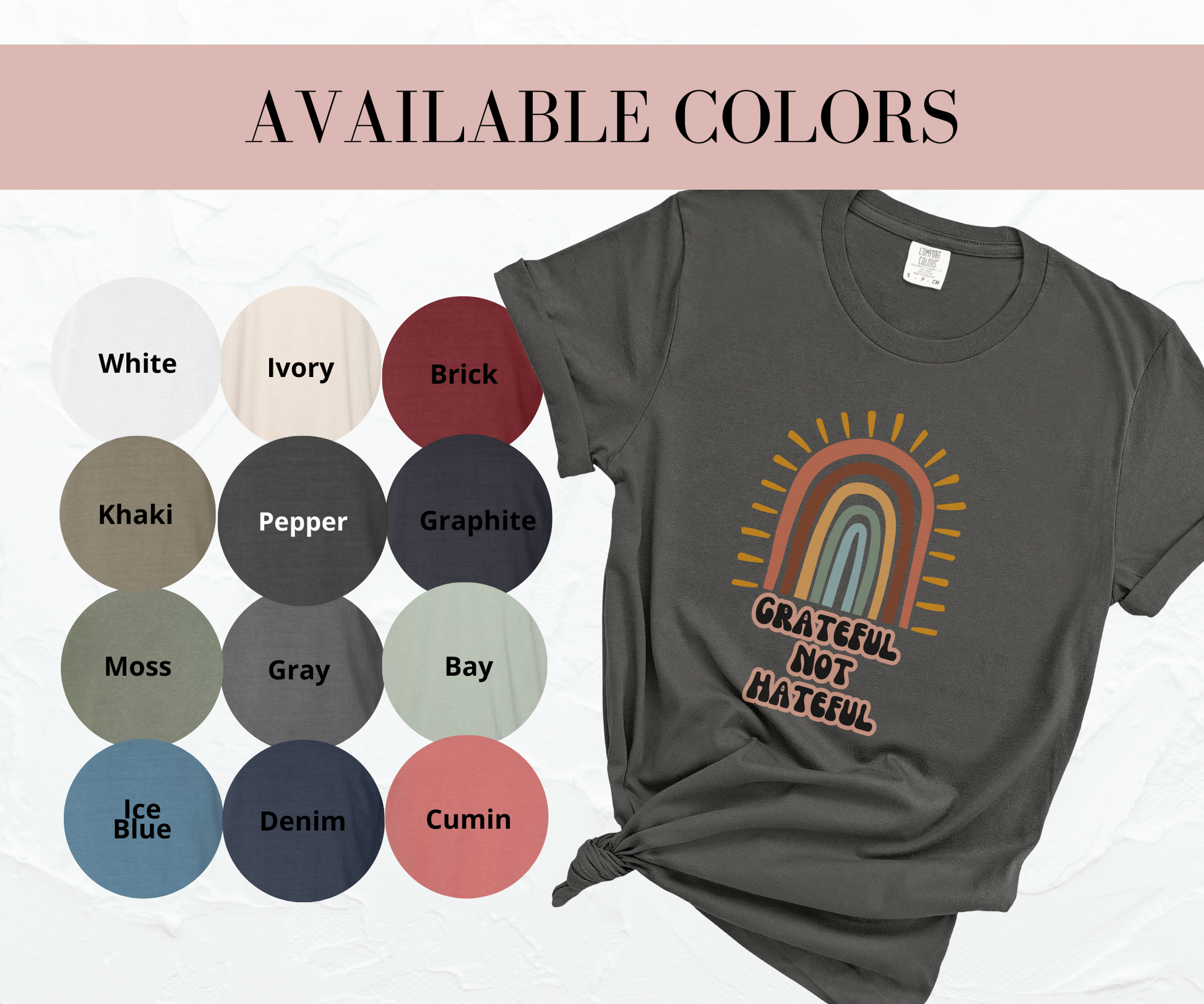 Grateful Not Hateful Rainbow T-Shirt, inclusivity shirt, rainbow shirt, LGBTQ shirt, rainbow apparel