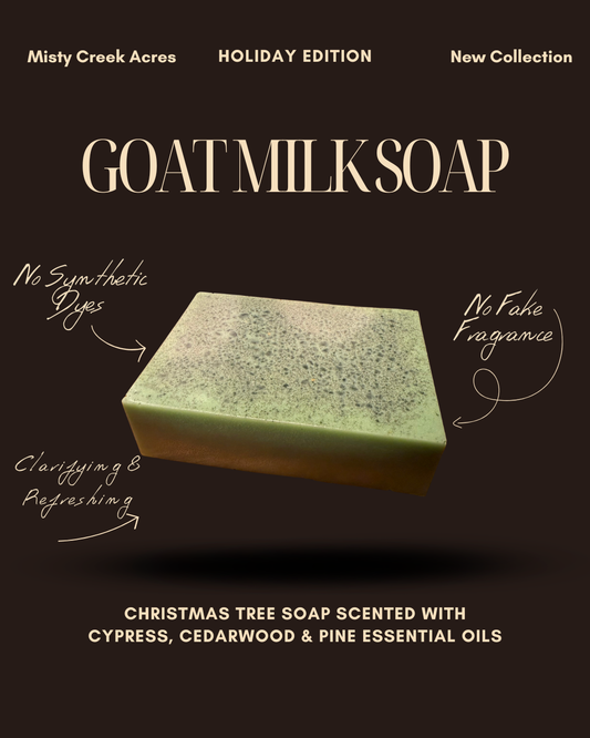 Christmas Tree Goat Milk Soap Bar – Limited Holiday Edition | Pine, Cypress & Cedarwood Soap