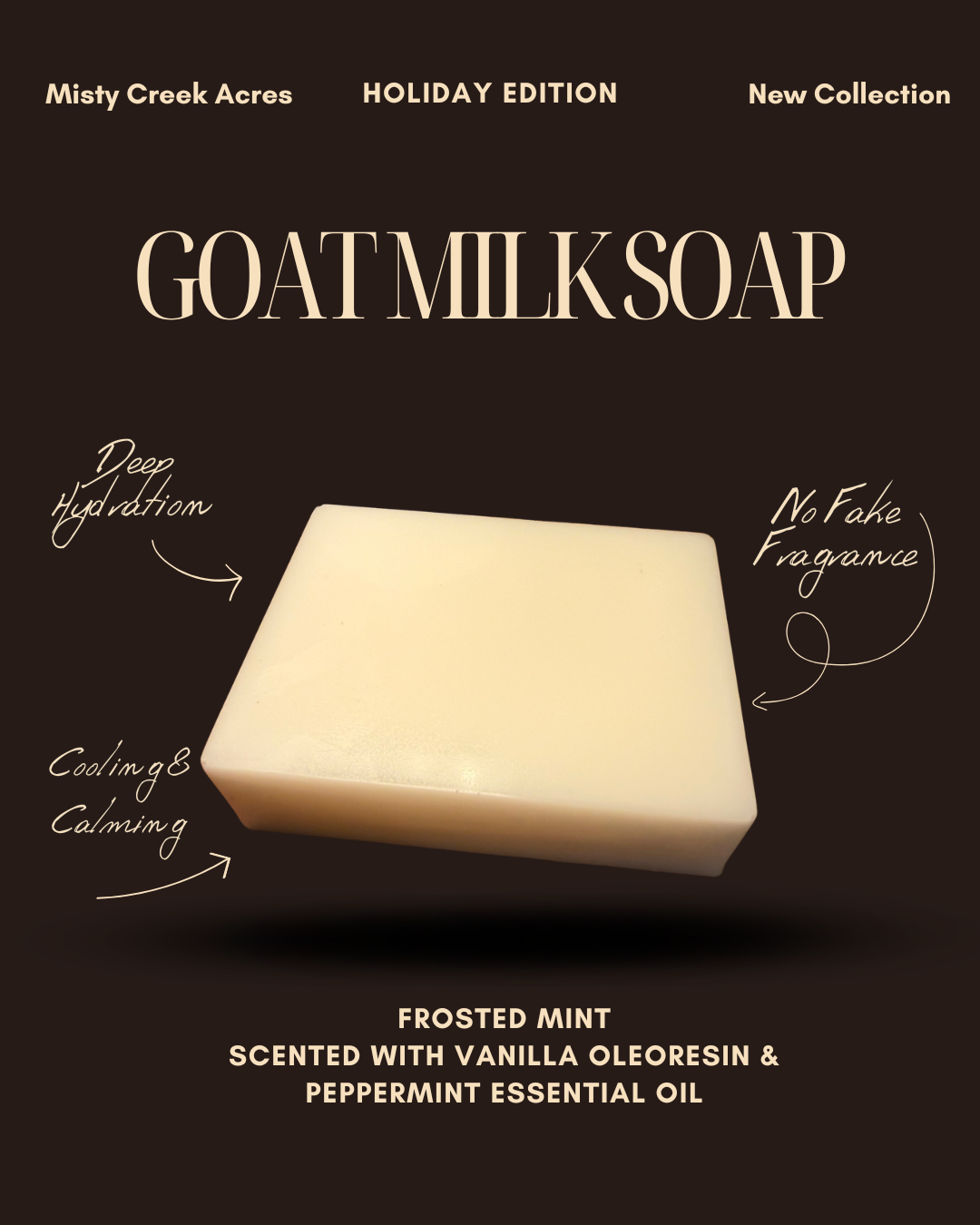 Frosted Mint Goat Milk Soap Bar – Limited Holiday Edition | Vanilla Peppermint Goat Milk Soap