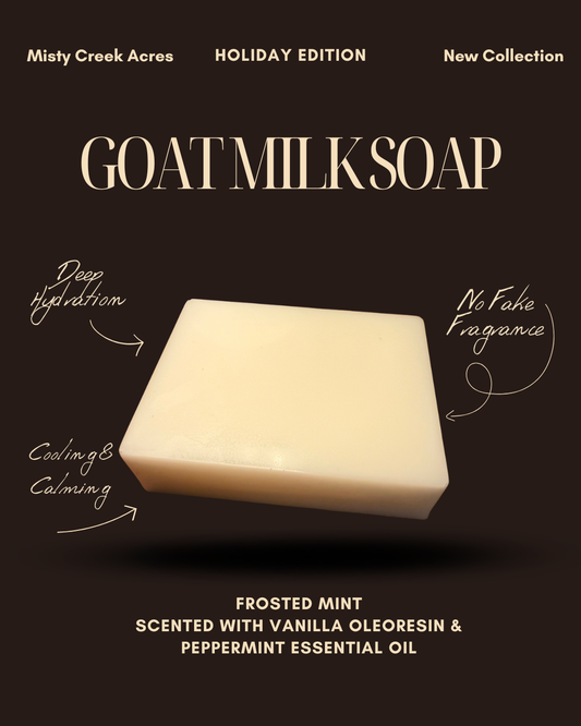 Frosted Mint Goat Milk Soap Bar – Limited Holiday Edition | Vanilla Peppermint Goat Milk Soap