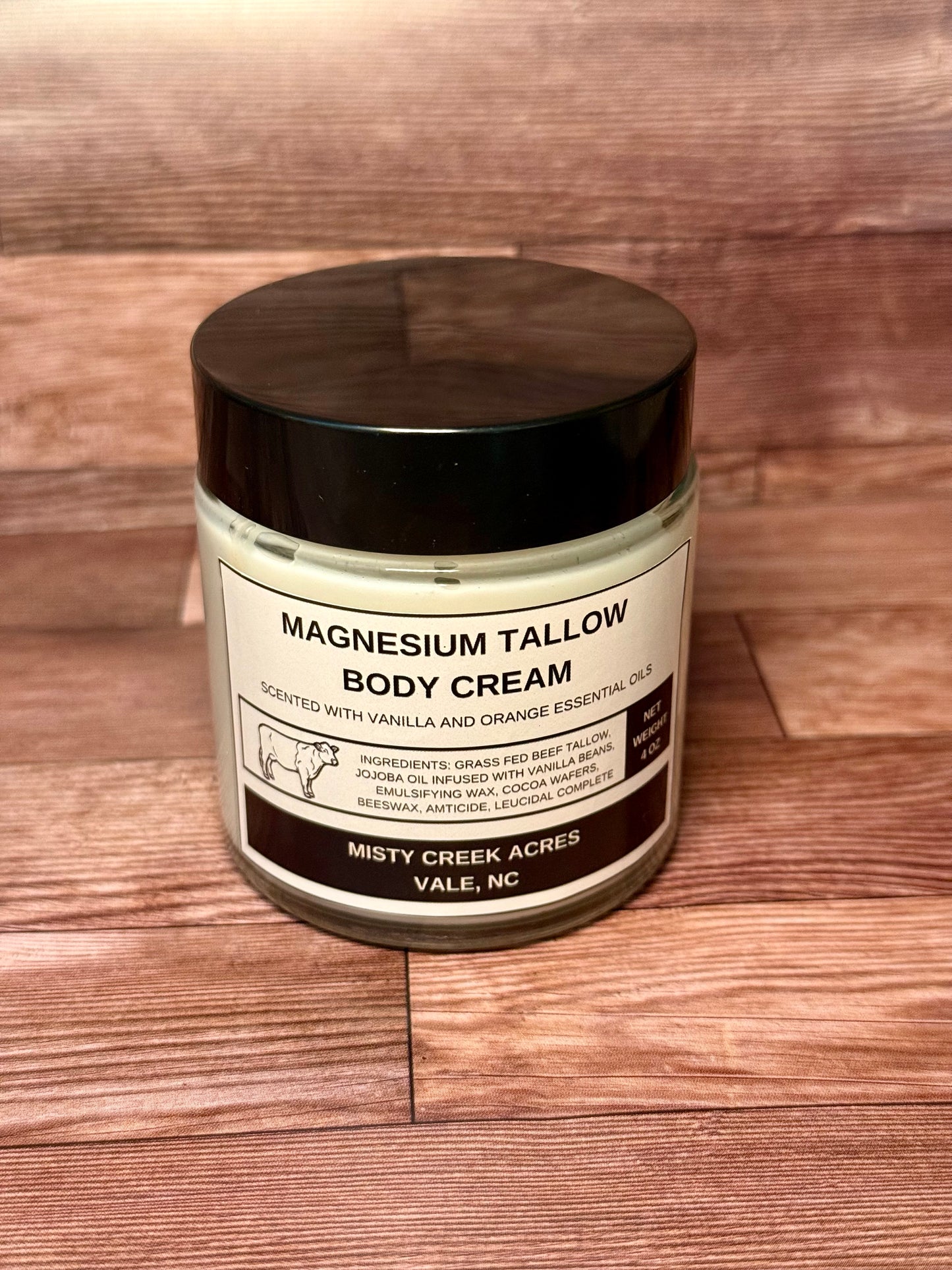 Magnesium Tallow Body Cream – Natural Relief with Vanilla & Orange Essential Oils (4 oz)