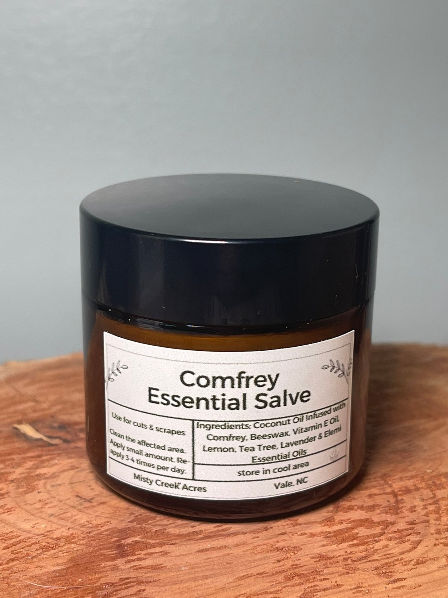 Comfrey Essential Salve – Natural Healing for Cuts & Scrapes 2 oz Glass Jar