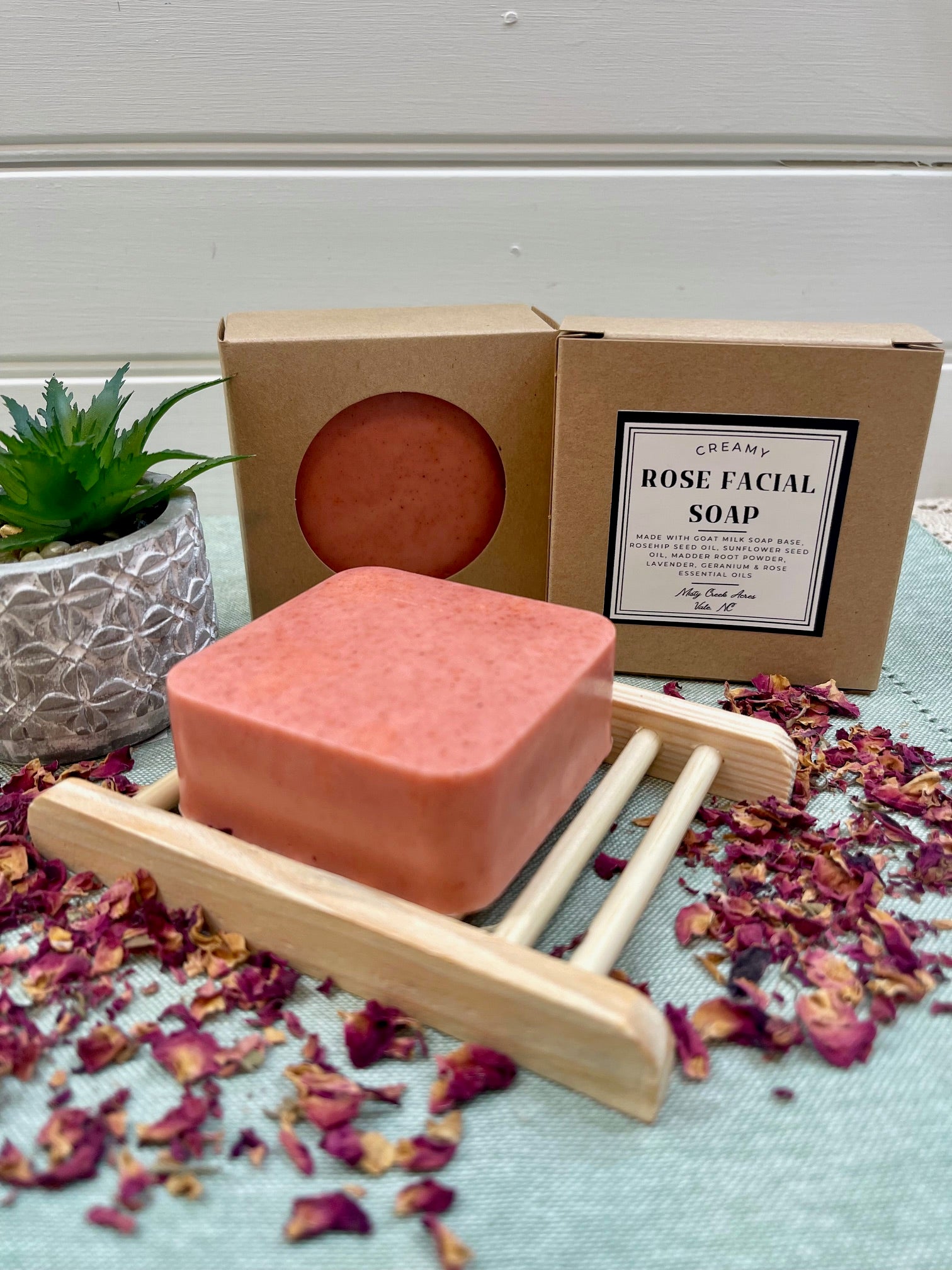 Rose facial soap, rose goat milk soap, non toxic facial soap, non toxic soap, goat milk soap, natural oils soap, non toxic self care, non toxic bath products, gifts for mothers day, self care gift, North Carolina Homestead, North Carolina homemade soap, homemade goat milk soap