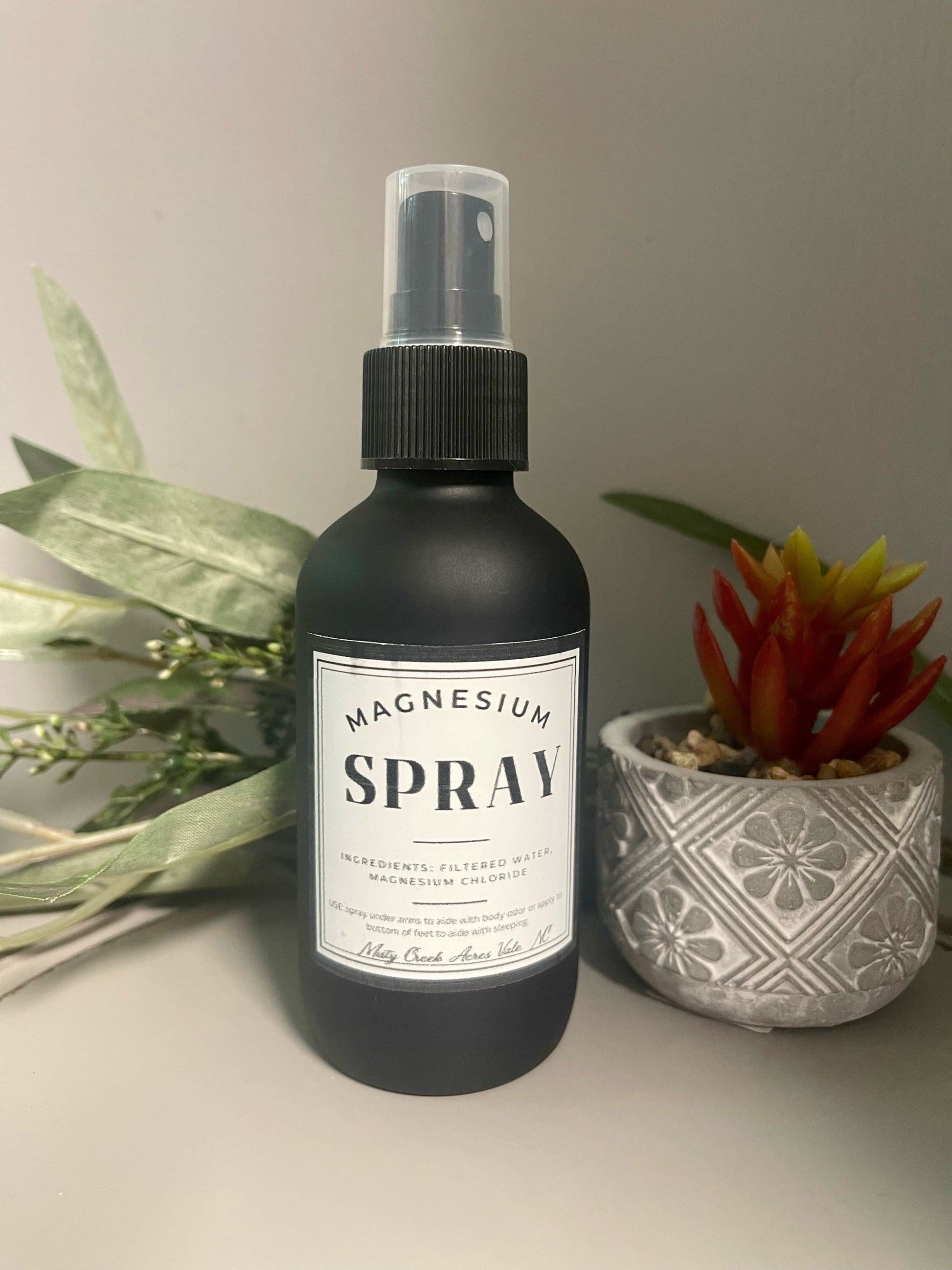 Magnesium spray, fragrance free magnesium spray, magnesium spray for sleep, magnesium deodorant spray, magnesium spray with clean ingredients, small batch magnesium spray, Homesteading products, holistic medicine kit, holistic muscle relief