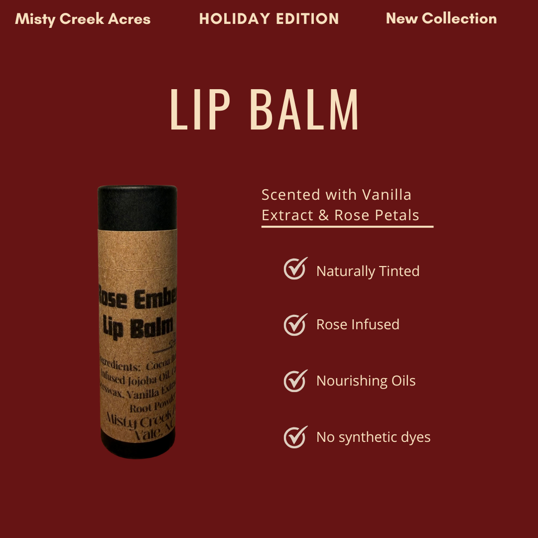 Rose Ember Lip Balm – Limited Holiday Edition | Rose & Vanilla Tinted Lip Balm