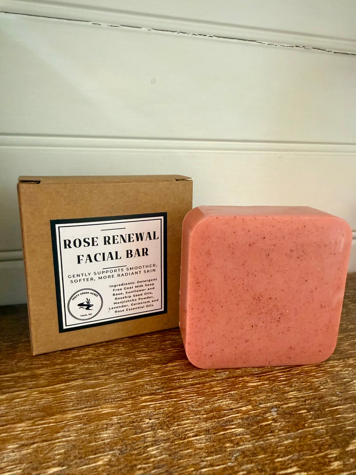 Rose Renewal Facial Bar – Gentle Exfoliating Goat Milk Soap for Smooth, Glowing Skin 3.7 ounce
