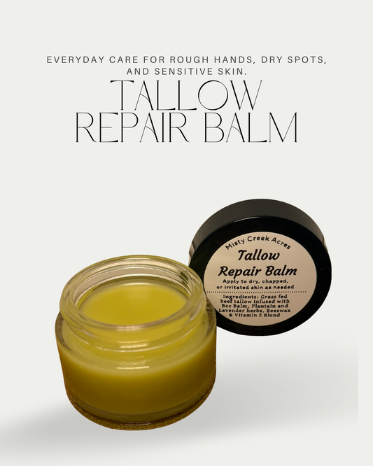 Tallow Repair Balm – Herbal Skin Balm with Bee Balm, Plantain & Lavender