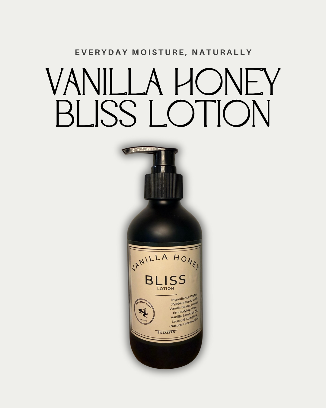 Vanilla Honey Bliss Lotion – All-Natural Vanilla & Honey Hand & Body Lotion with Jojoba Oil (8 oz)