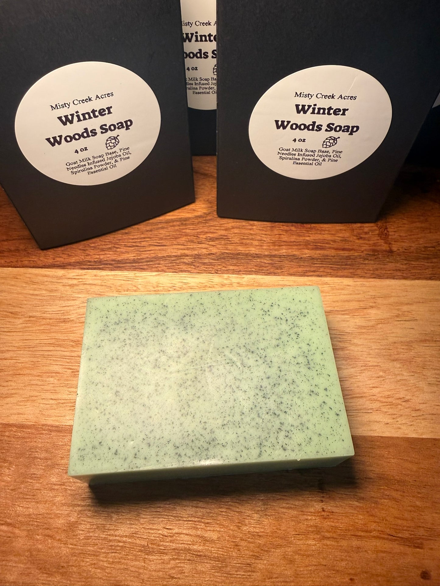 Winter Woods Goat Milk Soap Bar – Limited Holiday Edition | Pine-Infused Jojoba & Spirulina Soap