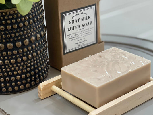 Handmade Cypress Peppermint Goat Milk Bar Soap Exfoliating With Natural Luffa
