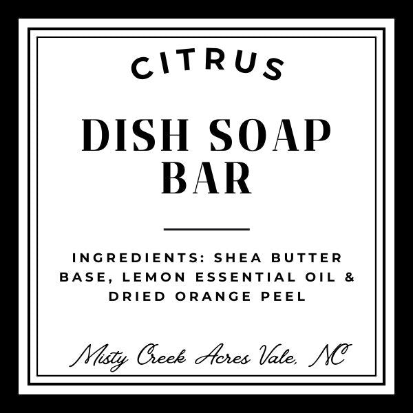 Zesty Citrus Dish Soap Bar - Shea Butter, Lemon, and Orange Peel