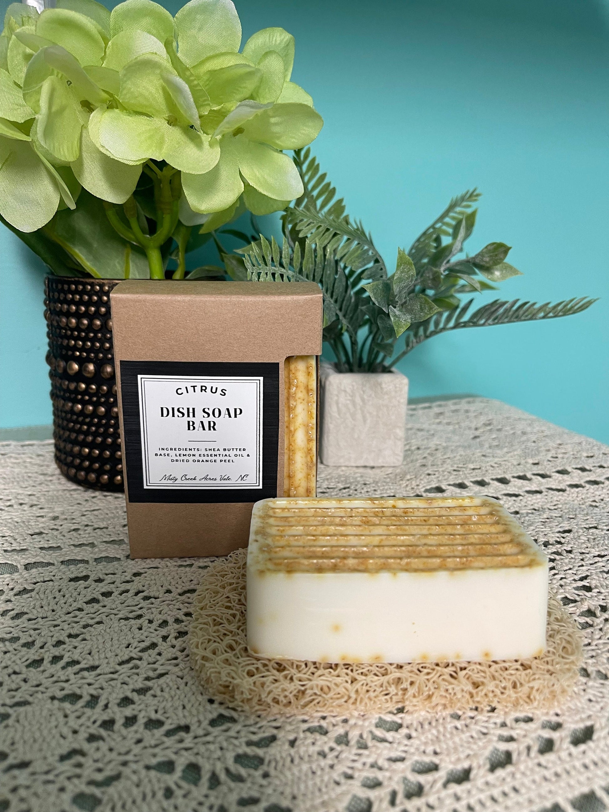 Zesty Citrus Dish Soap Bar - Shea Butter, Lemon, and Orange Peel