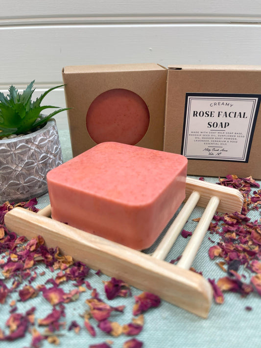 Rose Facial Soap - Handcrafted with Goat Milk and Natural Essential Oils Aging Skin Blemishes Age Spots Wrinkles