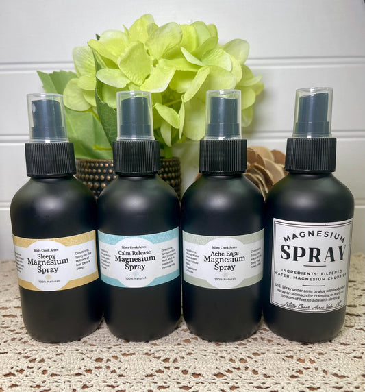 All Natural Magnesium Oil Spray; Fragrance Free Herbal Dead Sea Magnesium Flakes; Spray - 4oz | Options Calm Aches Sleep Unscented