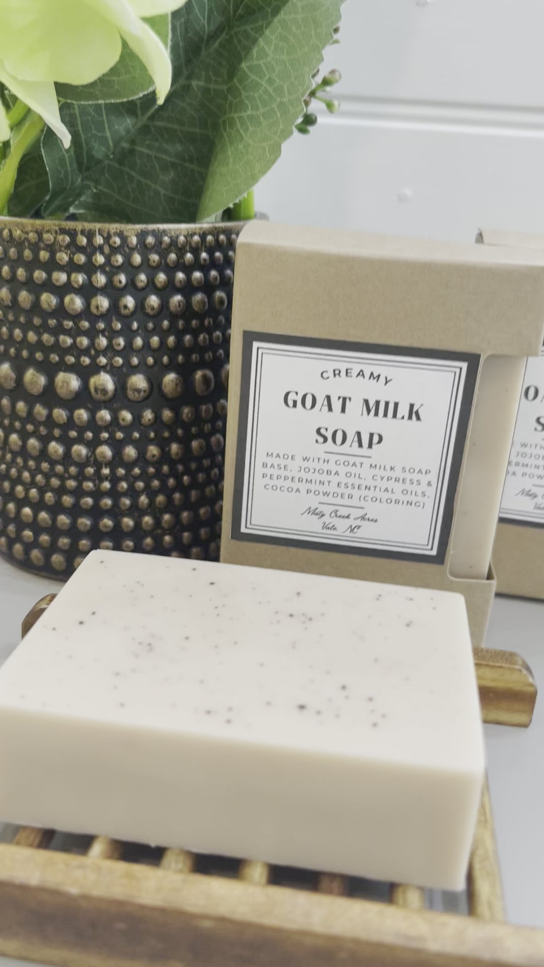 Handmade Cypress Mint Creamy Goat Milk Bar Soap, Goat milk soap, homemade goat milk soap, North Carolina goat milk soap, North Carolina farm soap, non-toxic soap, non-toxic goat milk soap, handmade soap