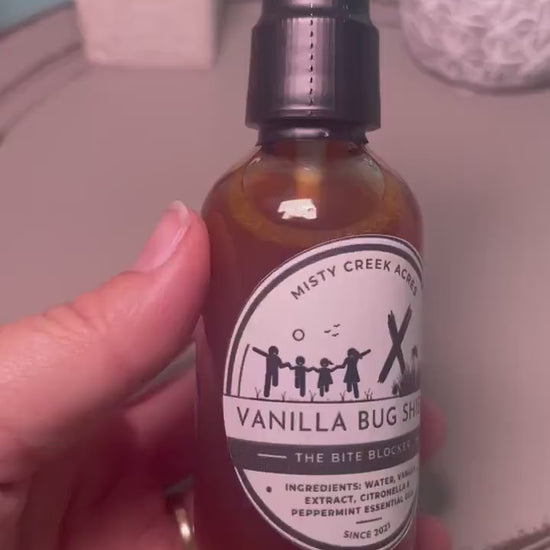 Vanilla Bug Shield - All-Natural Bug Repellent Spray NO DEET Repels Ticks Mosquitos Safe Effective Insect 2 oz Glass Bottle Essential Oils