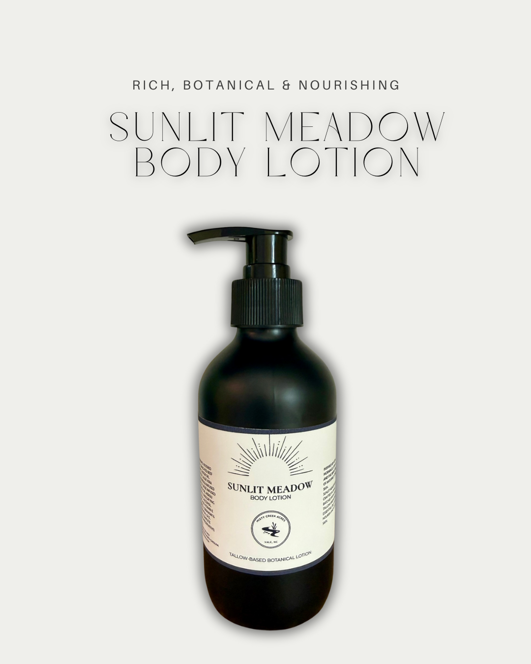 Sunlit Meadow body lotion bottle on a white background