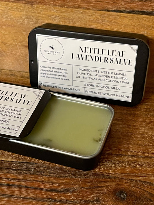 Nettle Leaf Lavender Salve with Beeswax and Coconut Oil, Nettle Leaf Salve, holistic medicine kit, natural wound healing, salve for wound healing, non toxic wound healing, non toxic salve, homemade wound care